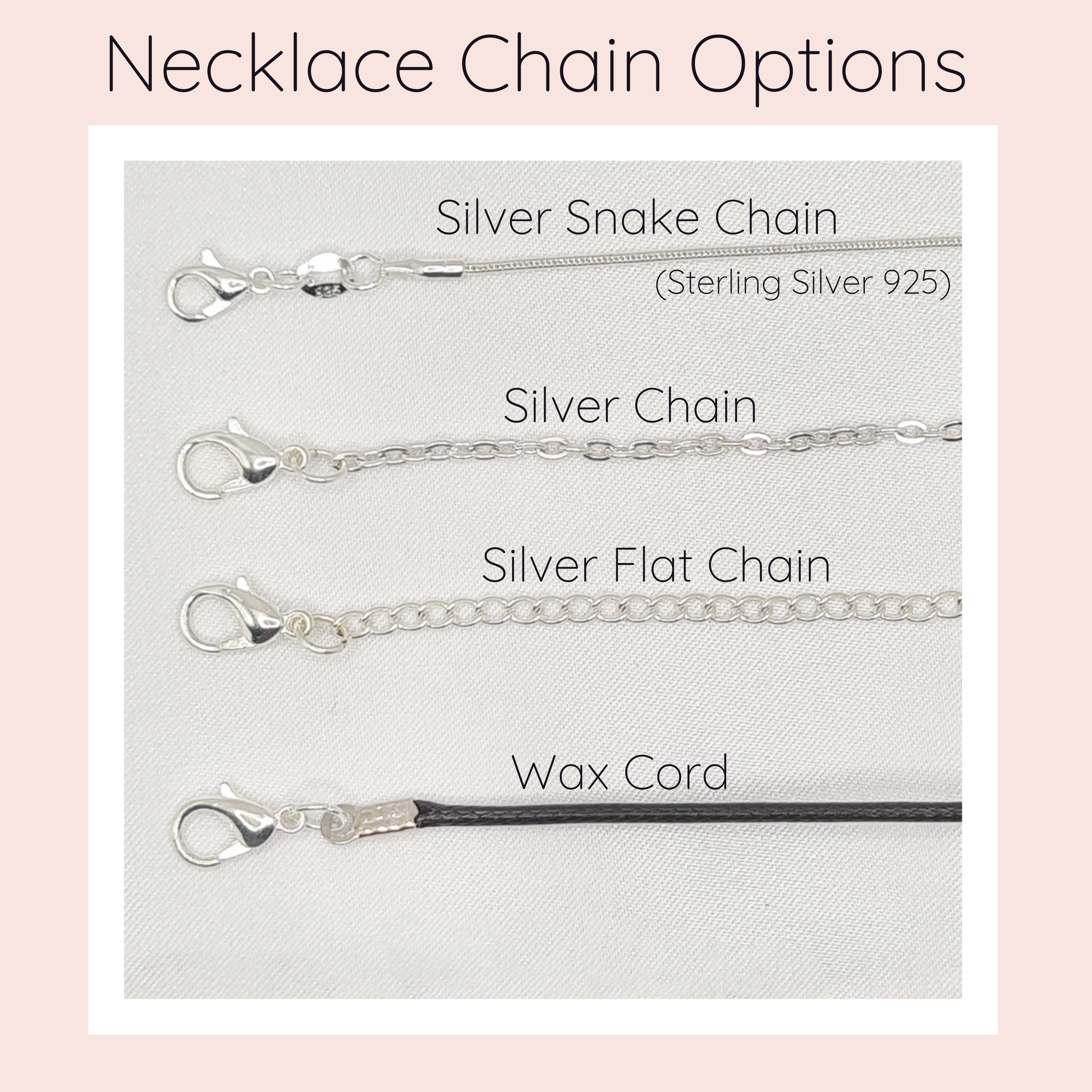 Necklace chain options card