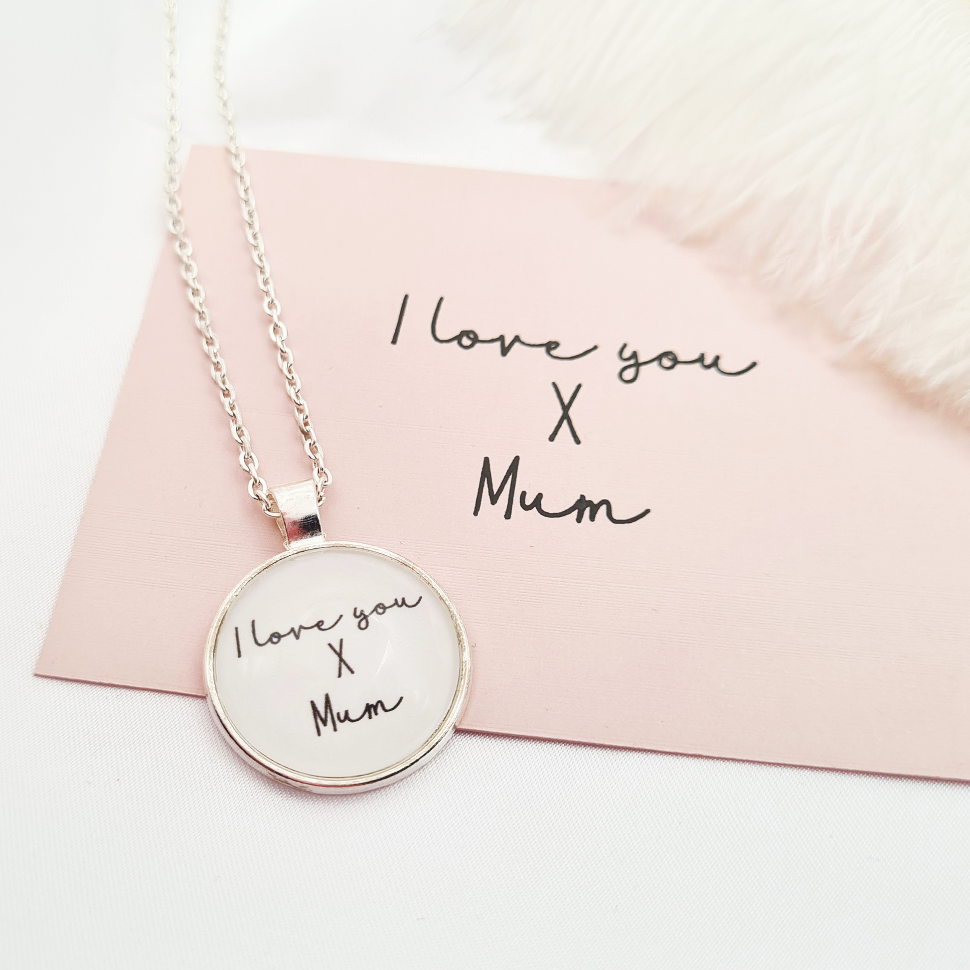 Personalised handwriting necklace with silver pendant